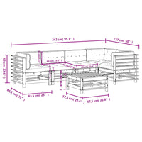 Set Divani da Giardino 6 pz con Cuscini in Legno Massello 3186004