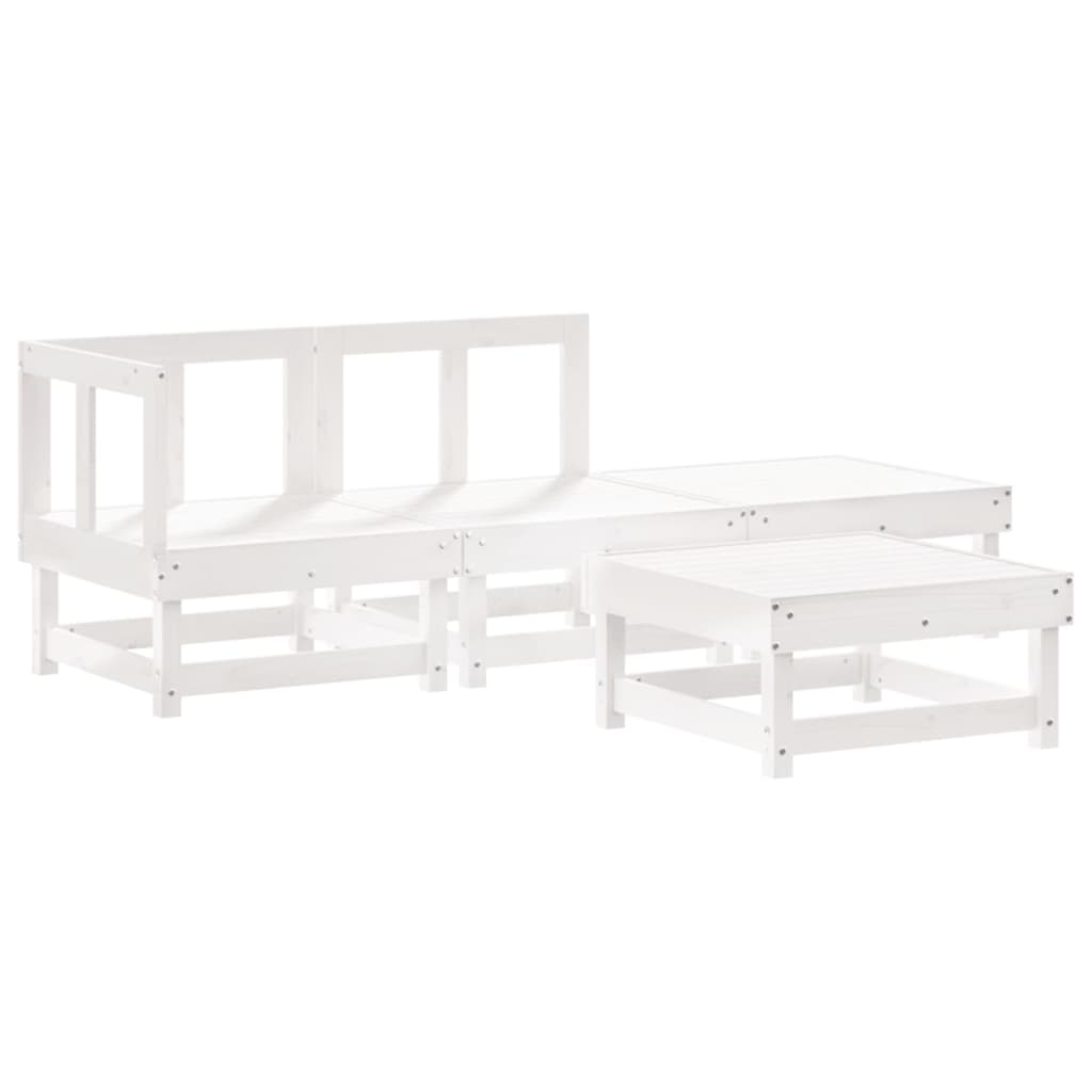 Set Divani da Giardino 4pz con Cuscini in Legno Massello Bianco 3186012