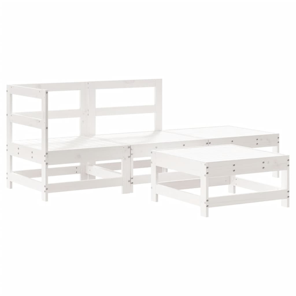 Set Divani da Giardino 4pz con Cuscini in Legno Massello Bianco 3186026