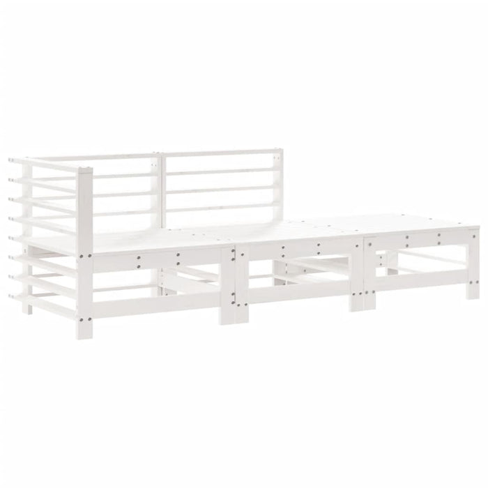 Set Divani da Giardino 3pz con Cuscini in Legno Massello Bianco 3186033