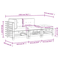 Set Divani Giardino 3pz con Cuscini Legno Massello di Douglas 3186037