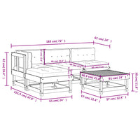 Set Divani da Giardino 5 pz con Cuscini in Legno Massello 3186039