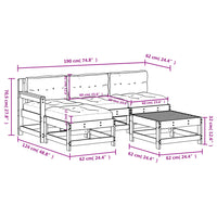 Set Divani da Giardino 5 pz con Cuscini in Legno Massello Miele 3186063