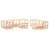 Set Divani da Giardino 10 pz con Cuscini in Legno Massello 3186074