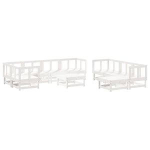 Set Divani da Giardino 10 pz con Cuscini Legno Massello Biancocod mxl 76567