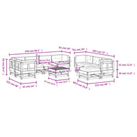 Set Divani da Giardino 10 pz con Cuscini Legno Massello Grigio 3186076