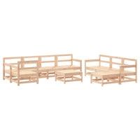 Set Divani da Giardino 10 pz con Cuscini in Legno Massello 3186081