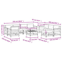 Set Divani da Giardino 10 pz con Cuscini in Legno Massello 3186081