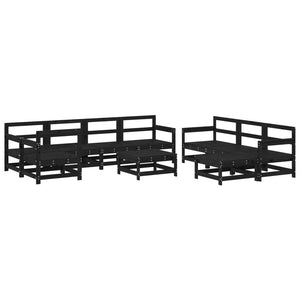 Set Divani da Giardino 10 pz con Cuscini Legno Massello Nero 3186085