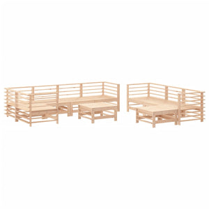 Set Divani da Giardino 10 pz con Cuscini in Legno Massello 3186095