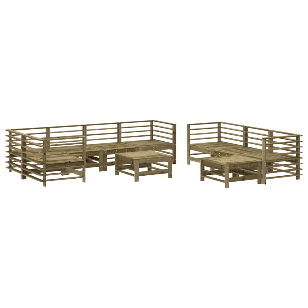 Set Divani da Giardino 10 pz con Cuscini Legno Impregnato Pino 3186101