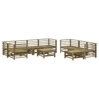 Set Divani da Giardino 10 pz con Cuscini Legno Impregnato Pino 3186101