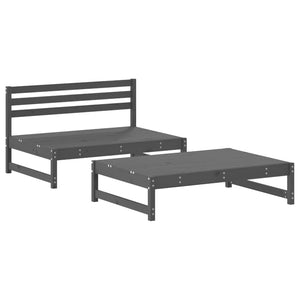 Set Divani da Giardino 2pz con Cuscini in Legno Massello Grigio 3186104