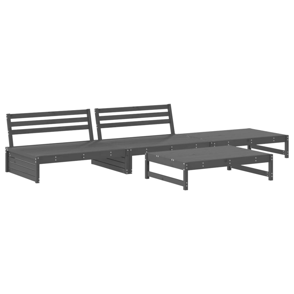 Set Divani da Giardino 4pz con Cuscini in Legno Massello Grigio 3186111