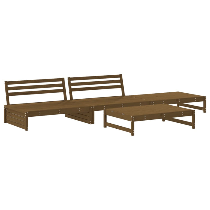 Set Divani da Giardino 4 pz con Cuscini in Legno Massello Miele 3186112