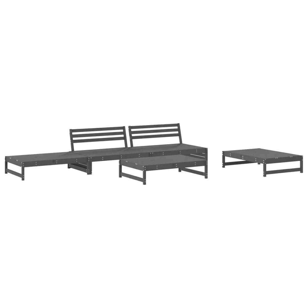 Set Divani da Giardino 5pz con Cuscini in Legno Massello Grigio 3186118