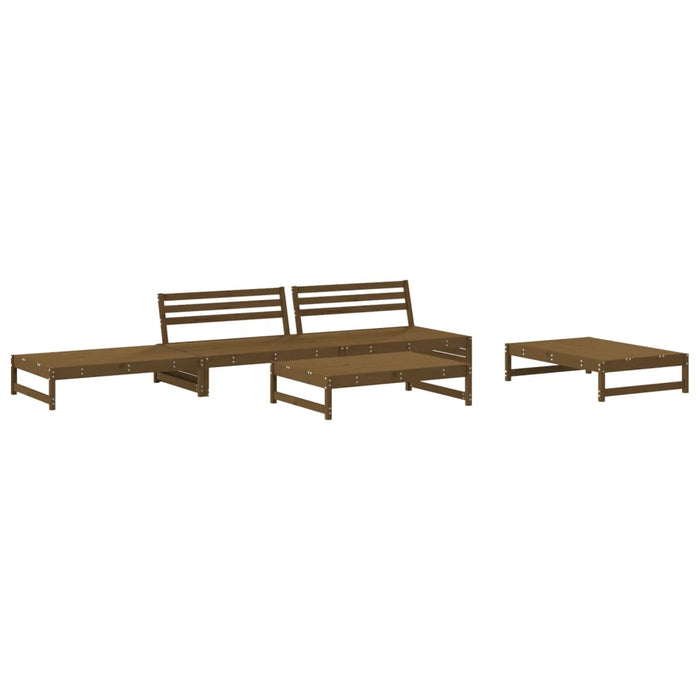 Set Divani da Giardino 5 pz con Cuscini in Legno Massello Miele 3186119