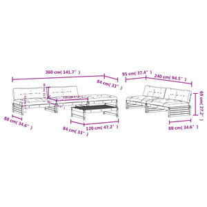 Set Divani da Giardino 6 pz con Cuscini in Legno Massello Nero 3186127