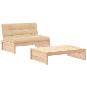 Set Divani da Giardino 2 pz con Cuscini in Legno Massello 3186130