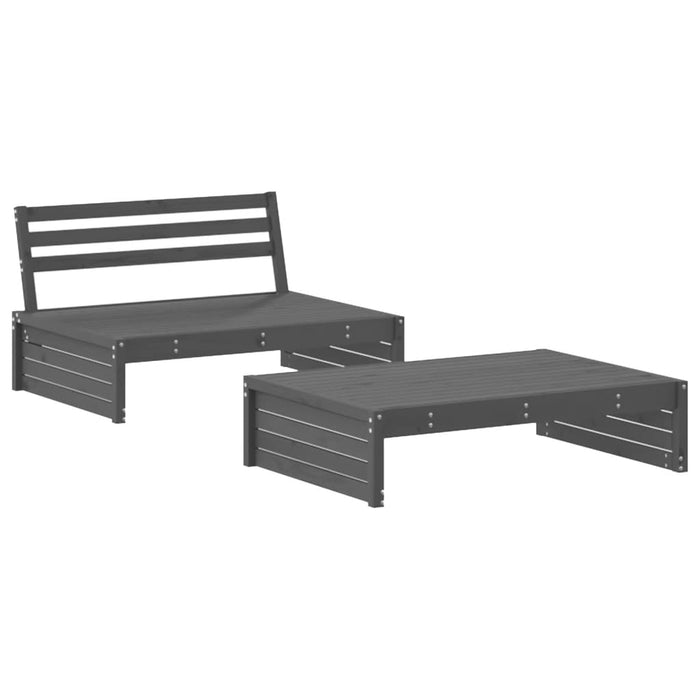 Set Divani da Giardino 2pz con Cuscini in Legno Massello Grigiocod mxl 76555