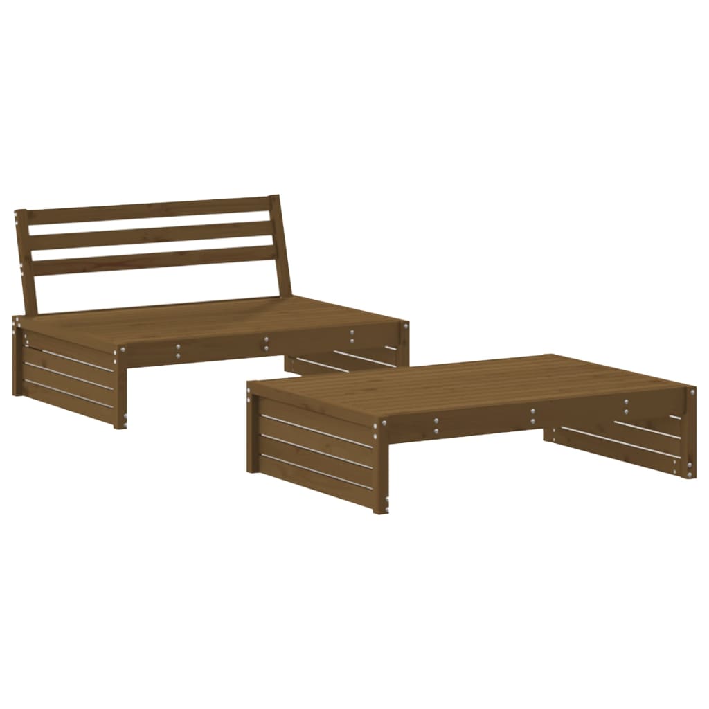 Set Divani da Giardino 2 pz con Cuscini in Legno Massello Miele 3186133