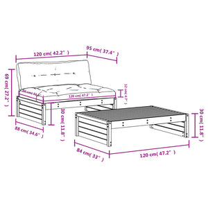 Set Divani da Giardino 2 pz con Cuscini in Legno Massello Nero 3186134