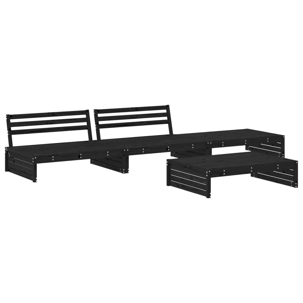 Set Divani da Giardino 4 pz con Cuscini in Legno Massello Nerocod mxl 125345