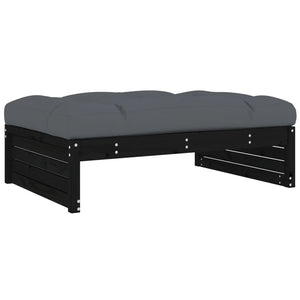 Set Divani da Giardino 4 pz con Cuscini in Legno Massello Nero 3186141