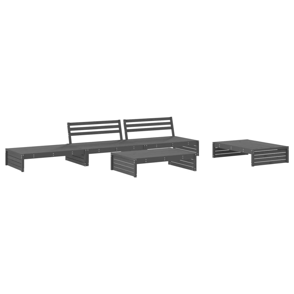 Set Divani da Giardino 5pz con Cuscini in Legno Massello Grigio 3186146