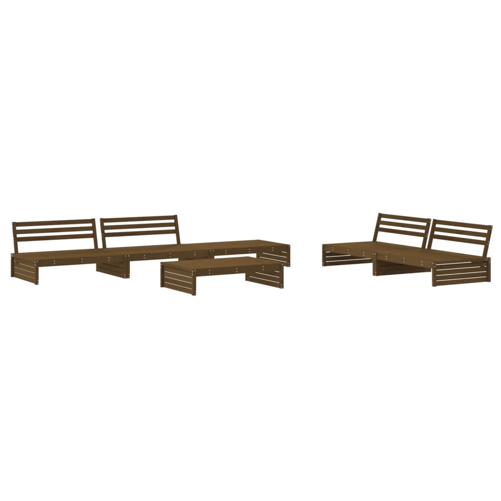 Set Divani da Giardino 6 pz con Cuscini in Legno Massello Miele 3186154