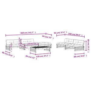 Set Divani da Giardino 6 pz con Cuscini in Legno Massello Miele 3186154