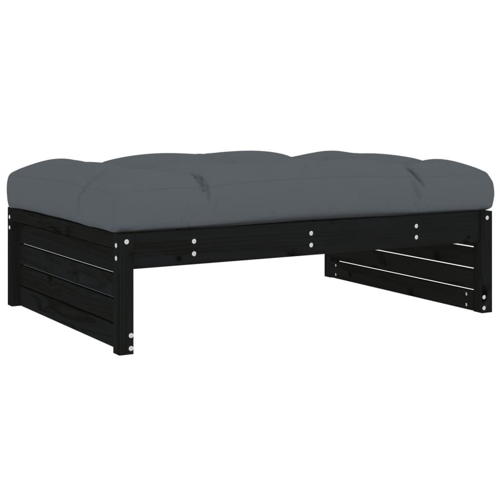 Set Divani da Giardino 6 pz con Cuscini in Legno Massello Nero 3186155