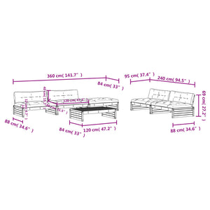 Set Divani da Giardino 6 pz con Cuscini in Legno Massello Nero 3186155