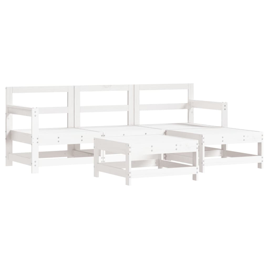 Set Salotto da Giardino 5 pz Bianco in Legno Massello di Pino 3186180