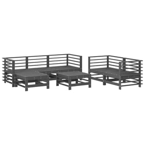 Set Salotto da Giardino 7 pz Grigio in Legno Massello di Pinocod mxl 117907