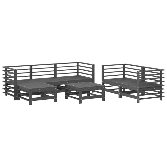 Set Salotto da Giardino 7 pz Grigio in Legno Massello di Pinocod mxl 117907