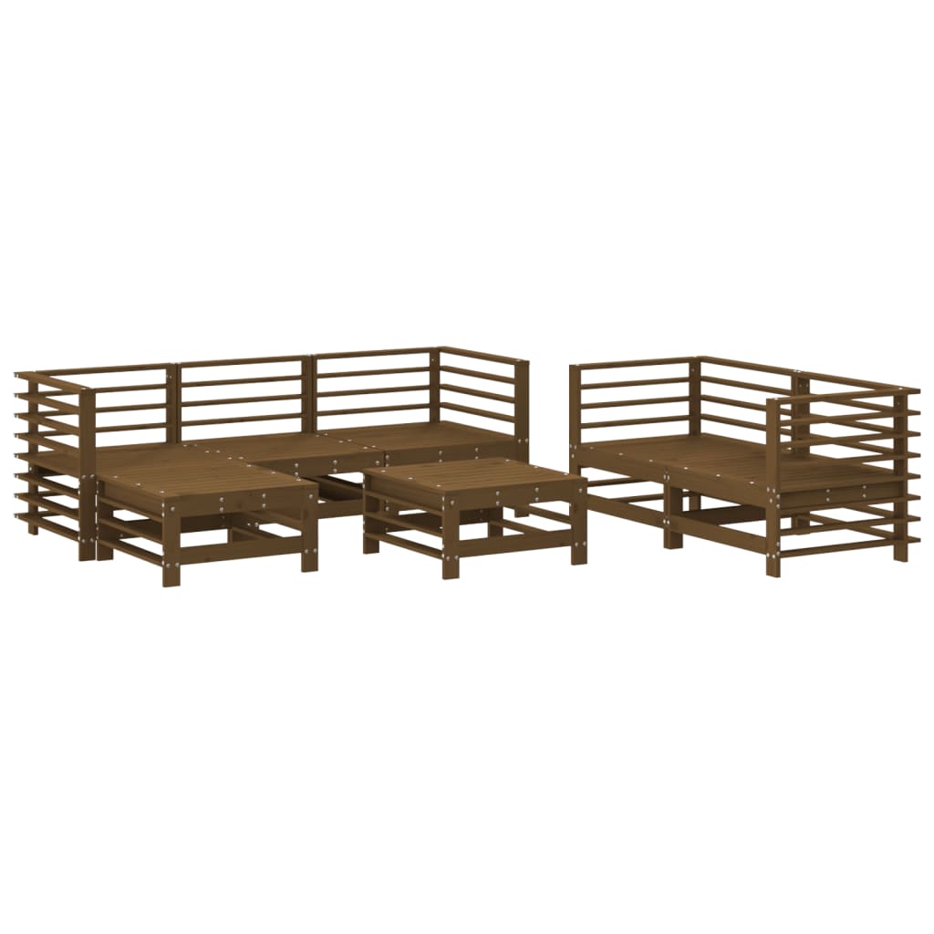 Set Salotto da Giardino 7 pz Miele in Legno Massello di Pino 3186196