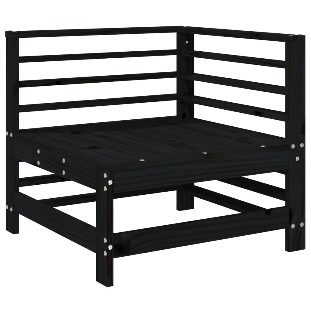 Set Salotto da Giardino 7 pz Nero in Legno Massello di Pino 3186197