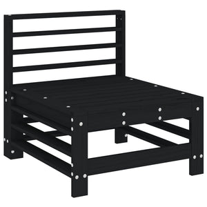 Set Salotto da Giardino 7 pz Nero in Legno Massello di Pino 3186197