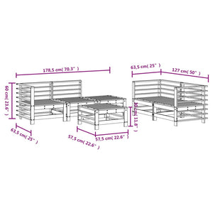 Set Salotto da Giardino 6 pz Grigio in Legno Massello di Pino 3186202