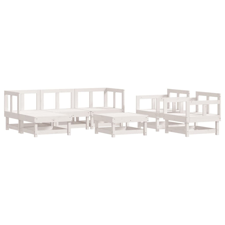 Set Salotto da Giardino 7 pz Bianco in Legno Massello di Pino 3186208