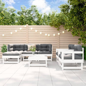 Set Salotto da Giardino 7 pz Bianco in Legno Massello di Pino 3186208