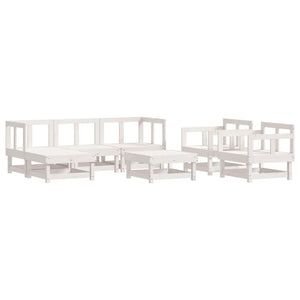 Set Salotto da Giardino 7 pz Bianco in Legno Massello di Pino 3186215