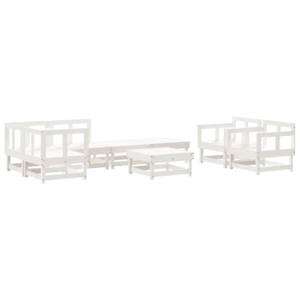 Set Salotto da Giardino 8 pz in Legno Massello di Pino Bianco 3186222