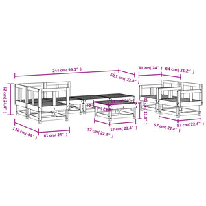 Set Salotto da Giardino 8 pz in Legno Massello di Pino Bianco 3186222