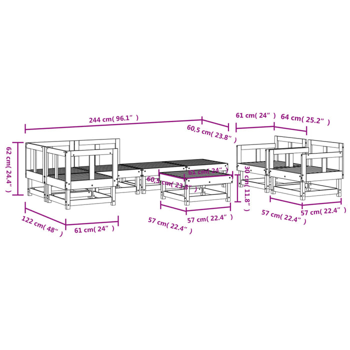 Set Salotto da Giardino 8 pz in Legno Impregnato di Pino 3186227