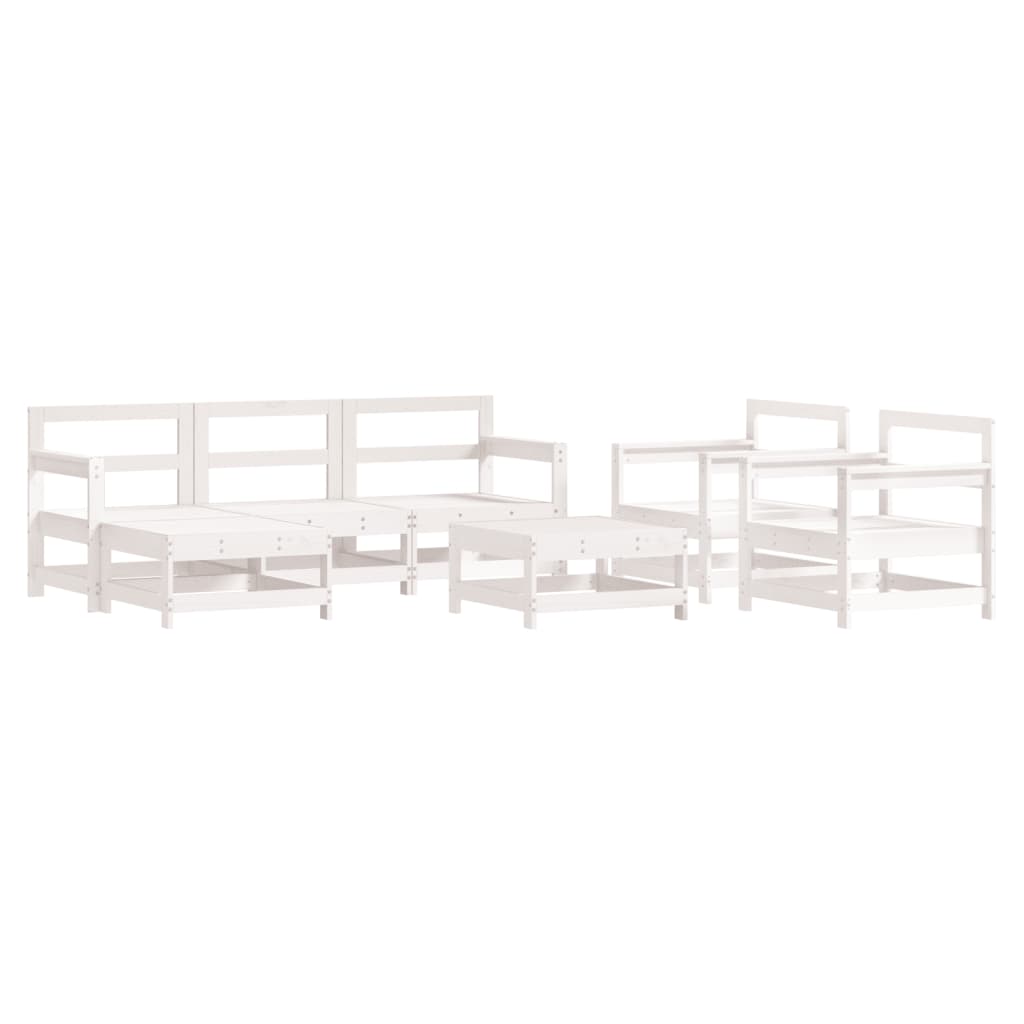 Set Salotto da Giardino 7 pz Bianco in Legno Massello di Pino 3186229