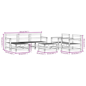 Set Salotto da Giardino 7 pz Bianco in Legno Massello di Pino 3186229