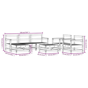 Set Salotto da Giardino 7 pz Grigio in Legno Massello di Pino 3186230