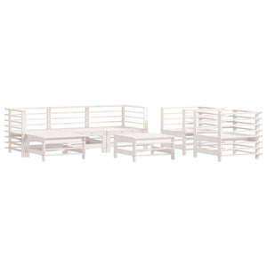 Set Salotto da Giardino 7 pz Bianco in Legno Massello di Pino 3186236